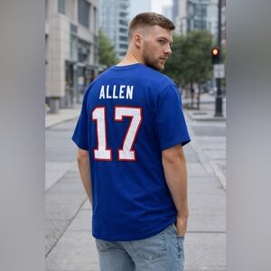 Josh Allen #17 Blue NFL Buffalo Bills Football T Shirt Size XL